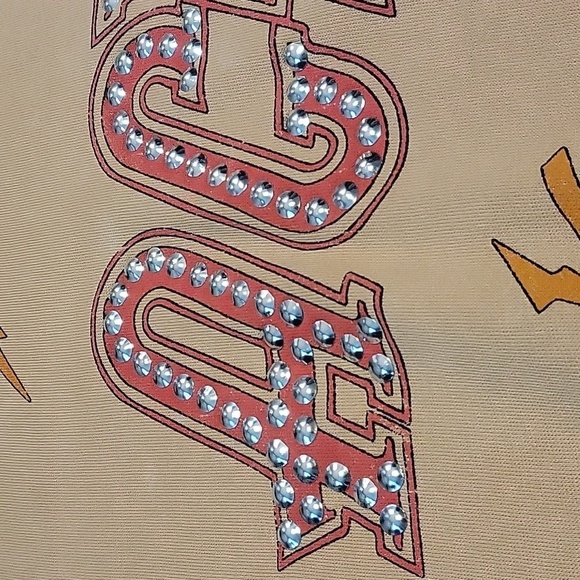 AC/DC High Voltage Metal Studded Long Sleeve Tan Sweatshirt - Size L - Picture 3 of 8